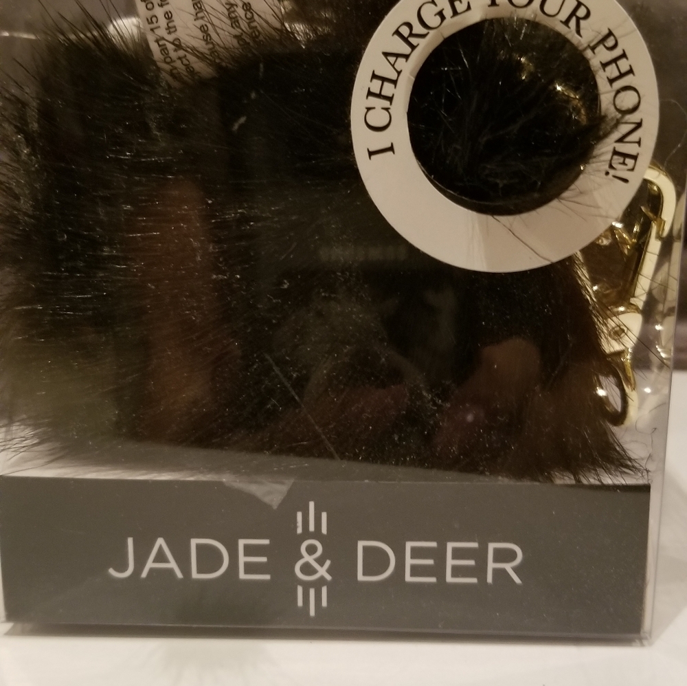 Jade and Deer Pom Bag Charm Charger-black